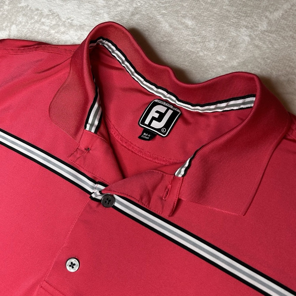 Footjoy Athletic Fit Mens Large Golf Polo Pink Short‎ Sleeve Performance Shirt